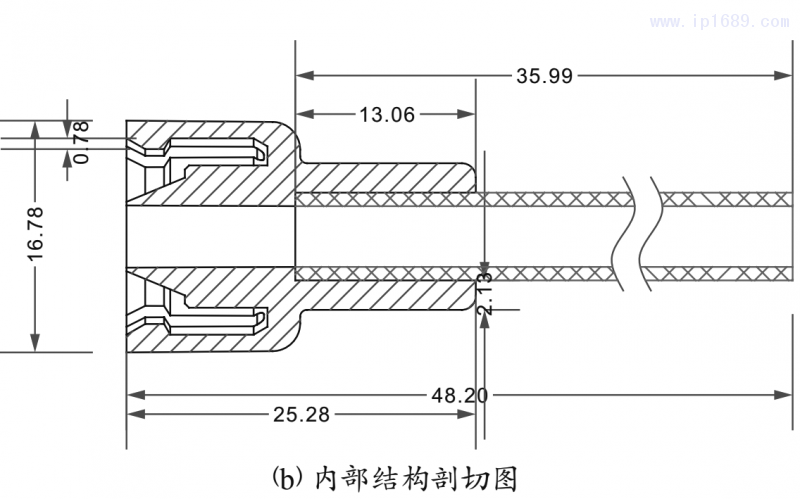 圖1 汽車?yán)€接頭模型及內(nèi)部結(jié)構(gòu)剖切圖